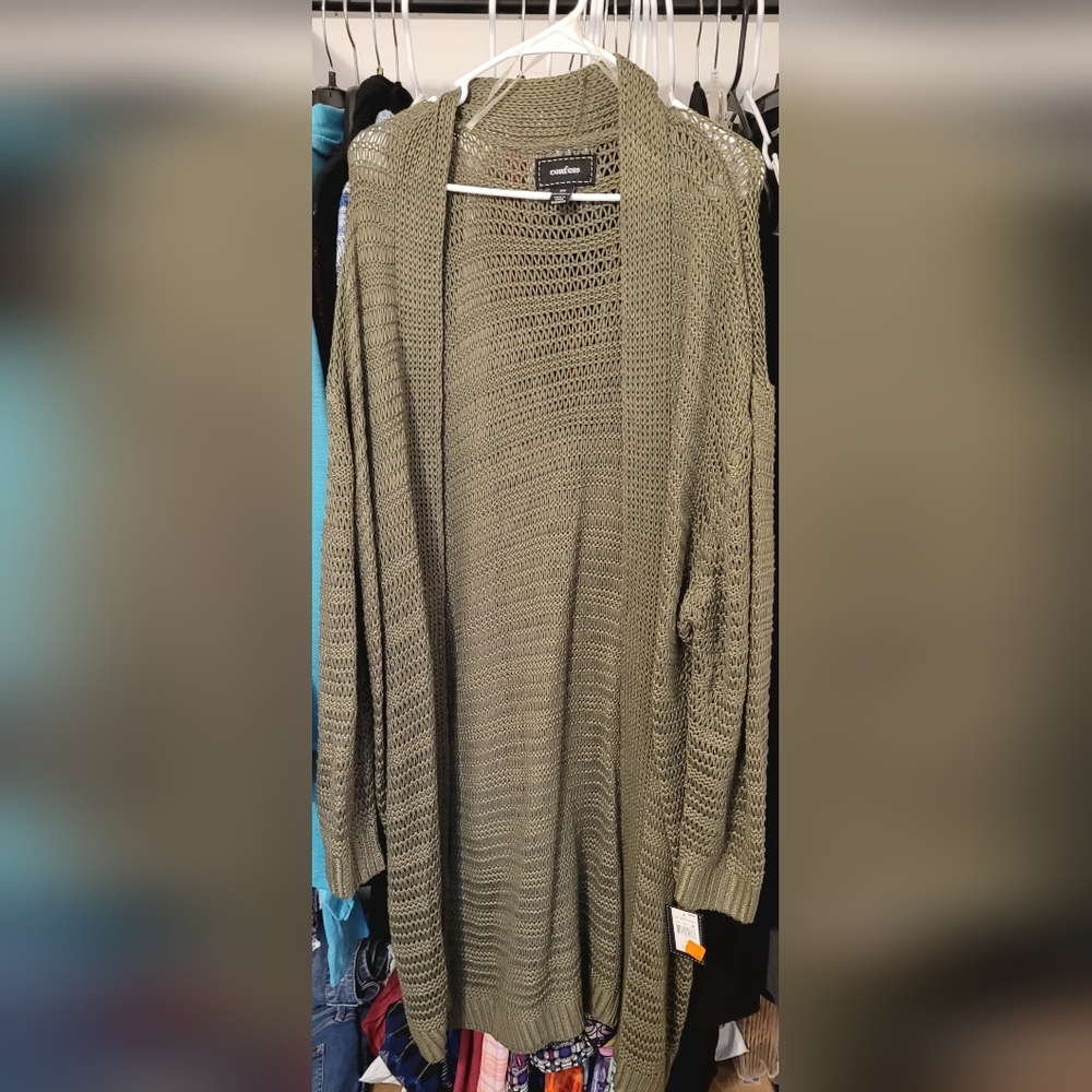 Womens Size 2X Knit Open Cardigan Sweater By Confess